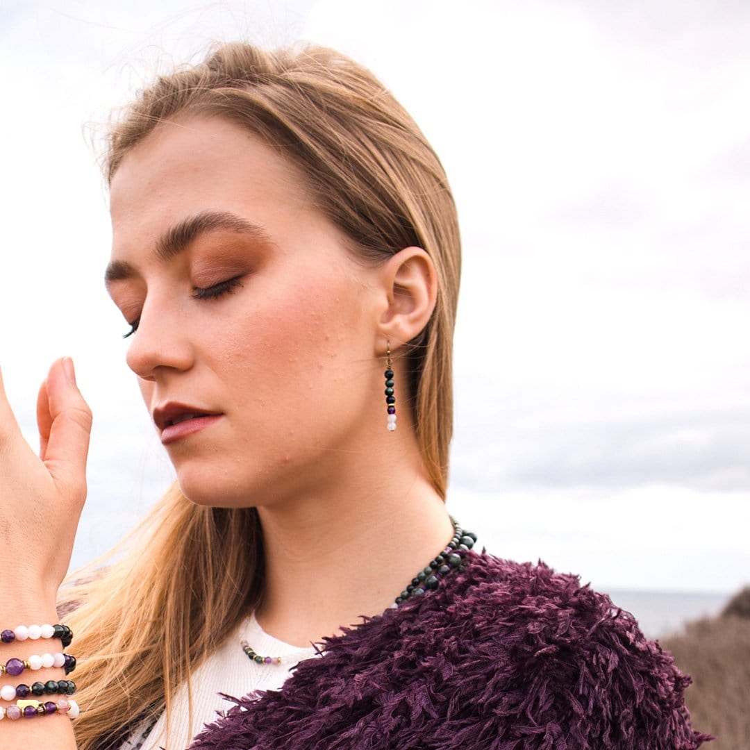 Kambaba Jasper and Moonstone Earrings