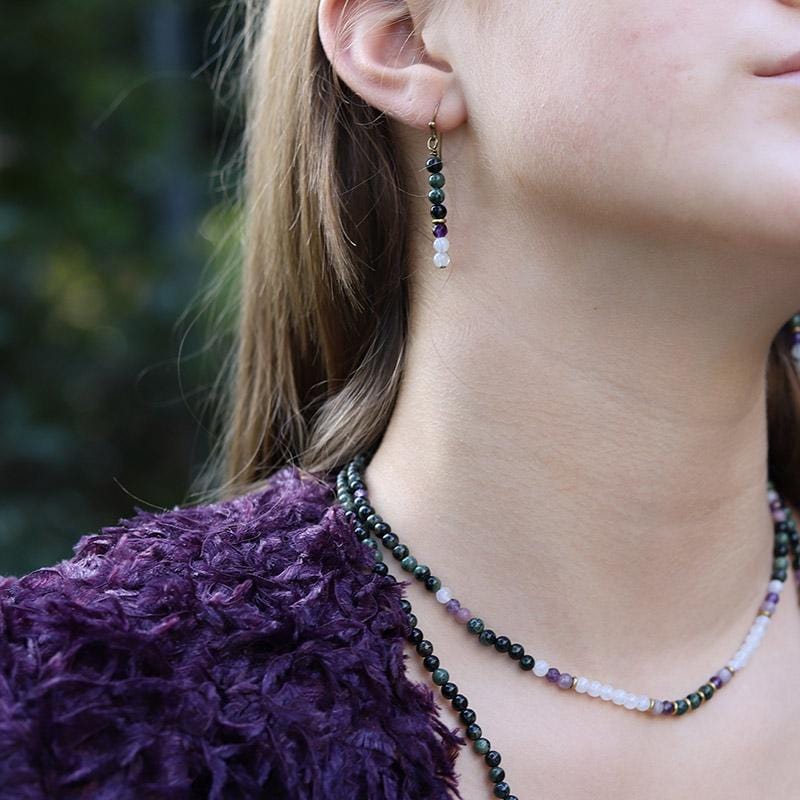 Kambaba Jasper and Moonstone Earrings