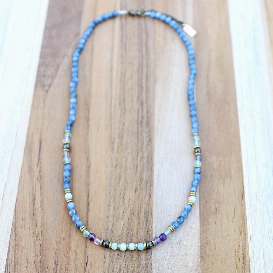 Kyanite Fluorite and Amazonite Delicate Necklace
