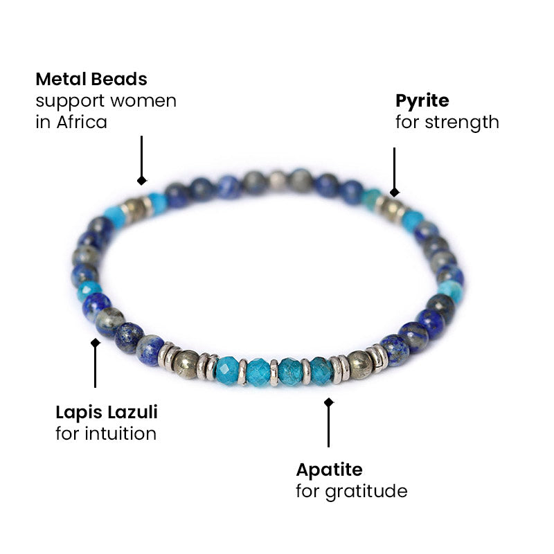 “Intuition & Gratitude” Lapis Lazuli and Apatite Delicate Bracelet