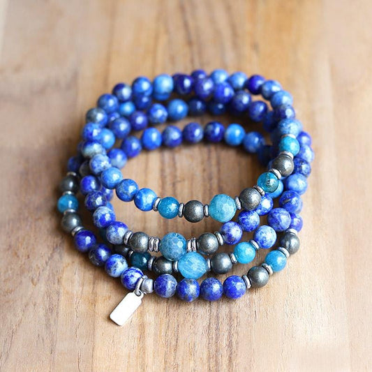 Lapis Lazuli and Apatite Mala