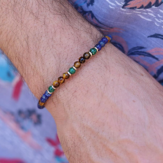 Lapis Lazuli and Tigers Eye Men's Bracelet