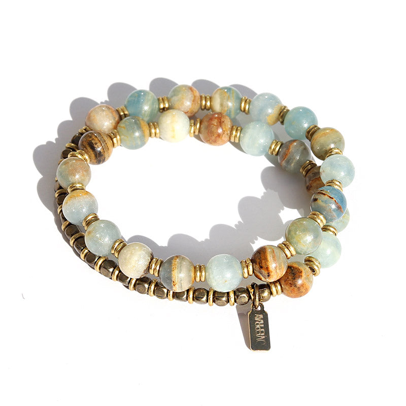 "Empathy and Intuition" Lemurian Aquatine Mala Bracelet