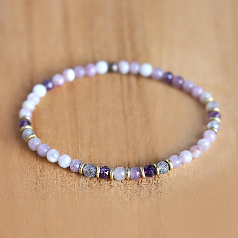 Lepidolite and Amethyst Delicate Bracelet