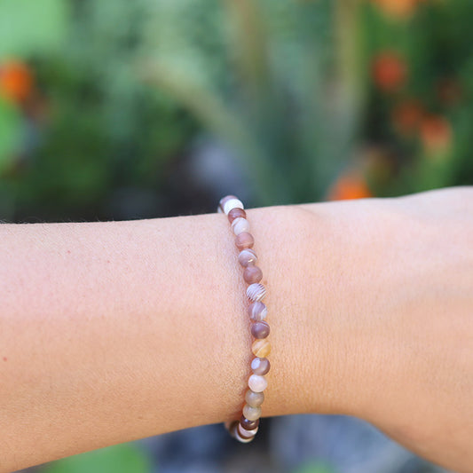 "Serenity" Matte Botswana Agate Delicate Bracelet