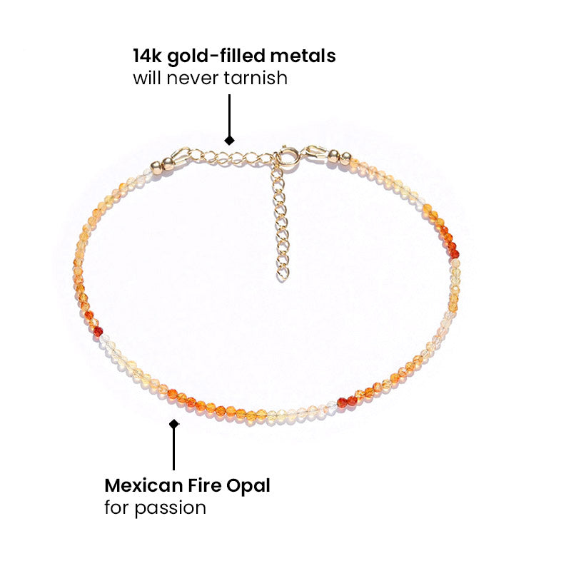 Mexican Fire Opal Luxury Anklet