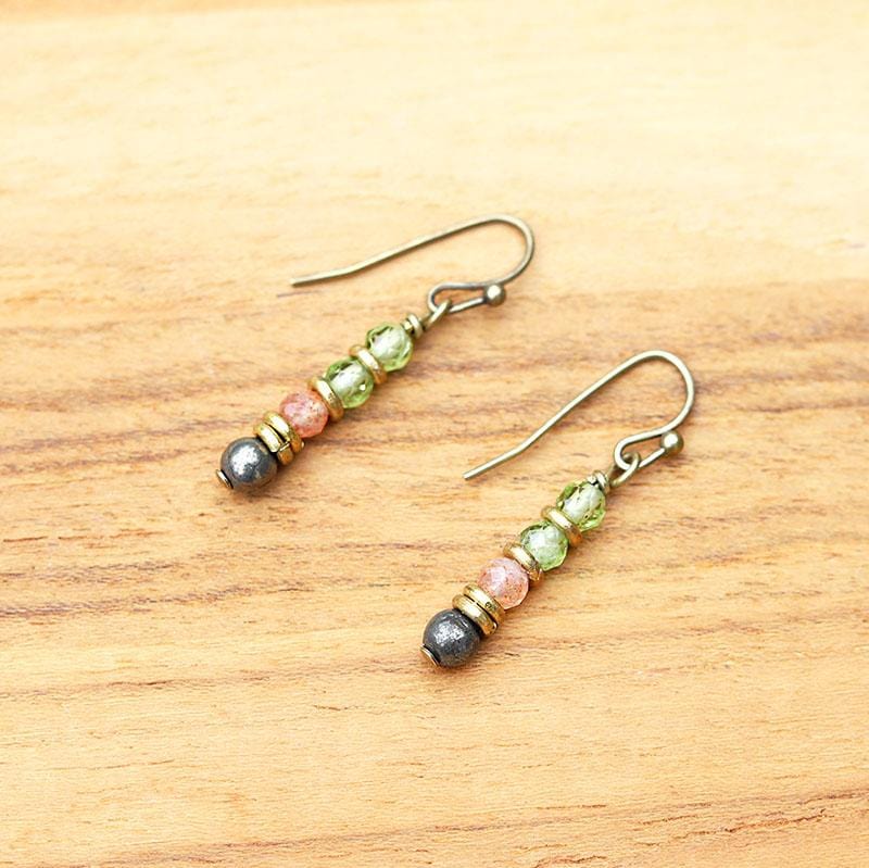 Peridot and Sunstone earrings