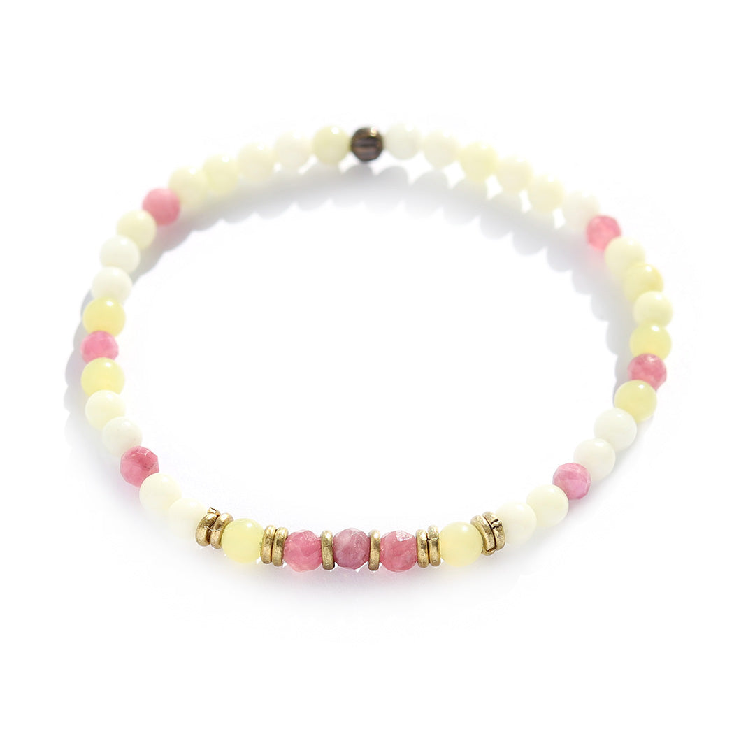 Pink Tourmaline and Jade Bracelet