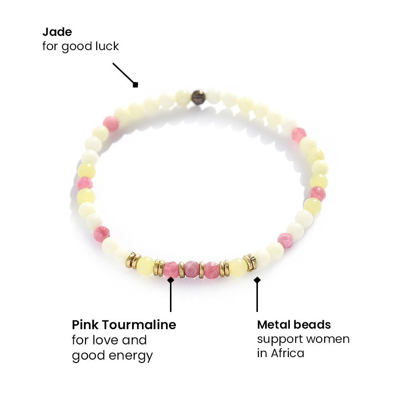 Jade and Pink Tourmaline Delicate Bracelet