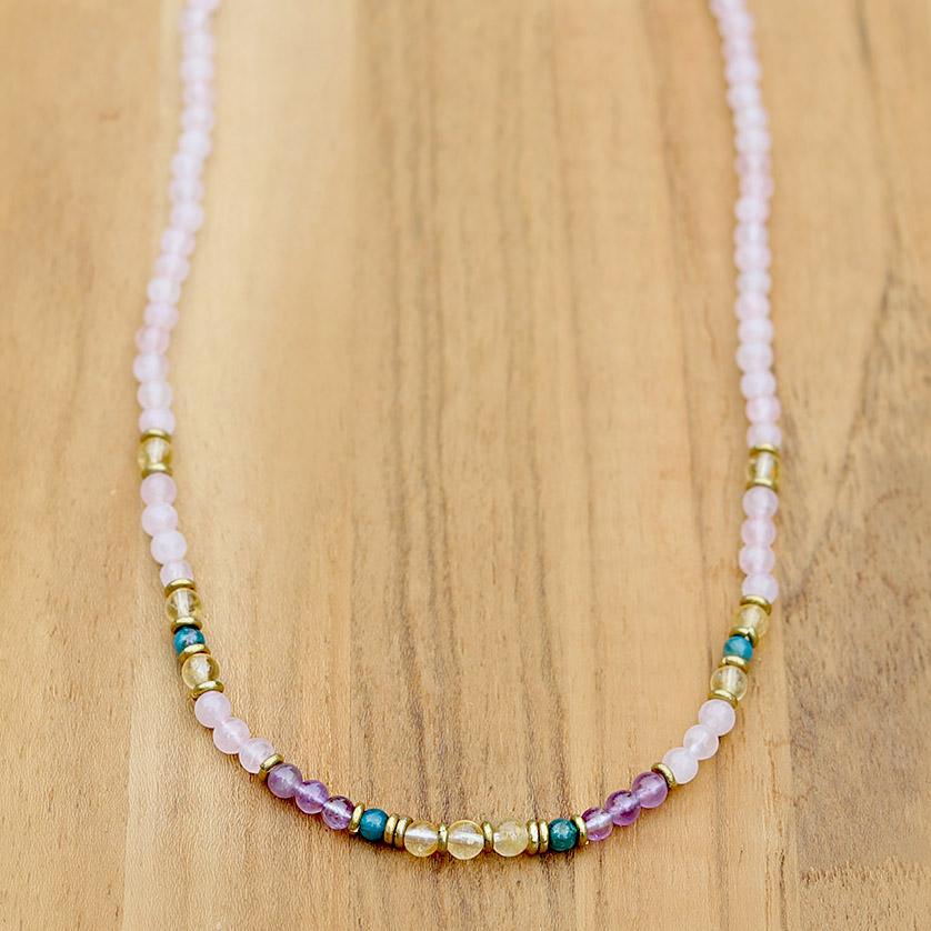 Summer Healing Rose Quartz Amethyst Necklace