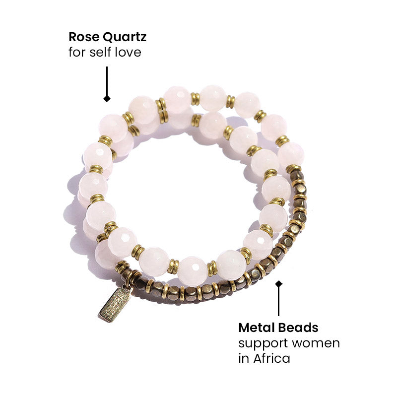 Rose Quartz 27 Bead Wrap Mala Bracelet