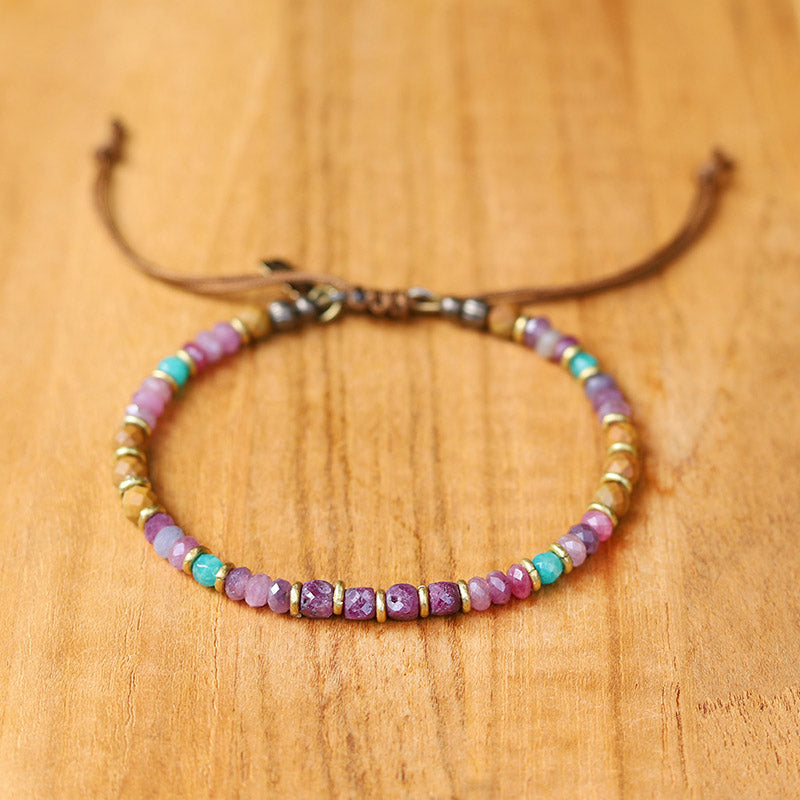 Ruby and Amazonite Adjustable Bracelet