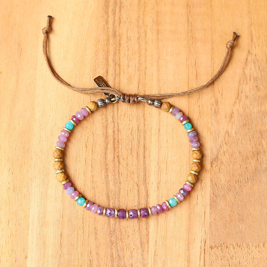 Ruby and Amazonite Adjustable Bracelet