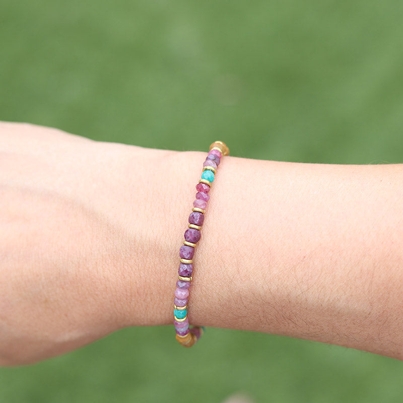 Ruby and Amazonite Adjustable Bracelet
