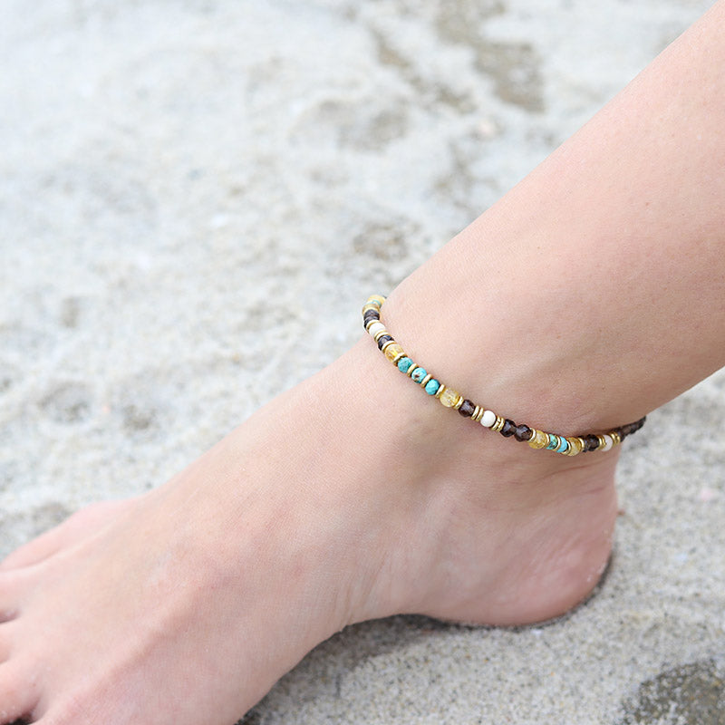 Smoky Quartz and Citrine Anklet