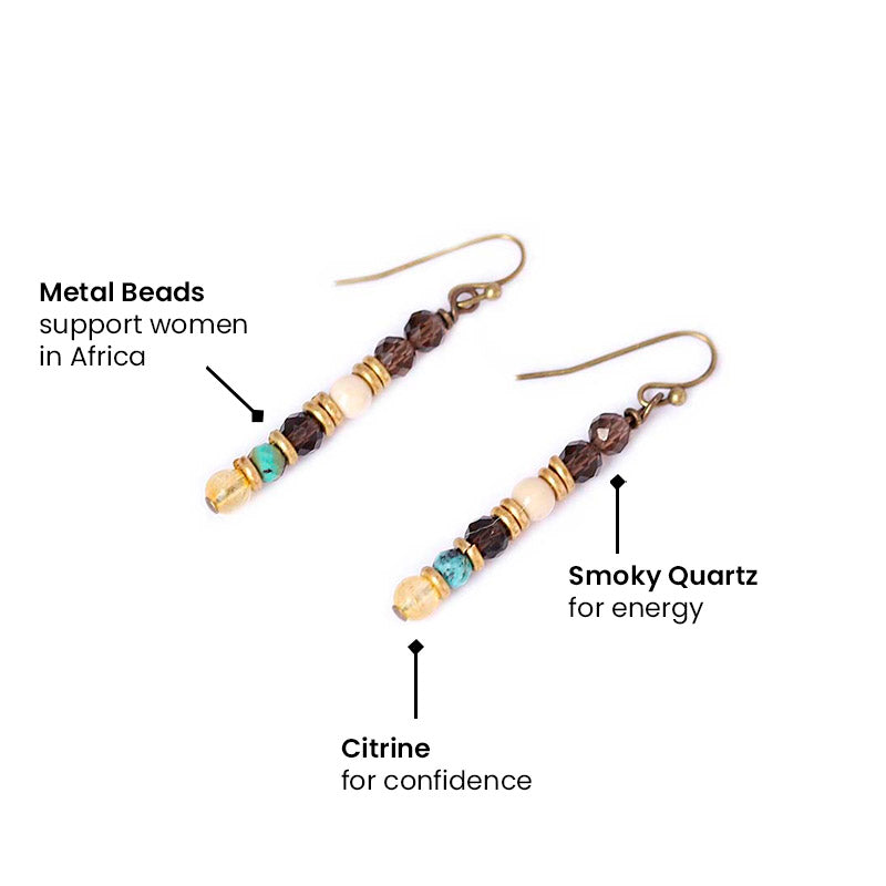 "Energy and Abundance" Smoky Quartz and Citrine Earrings