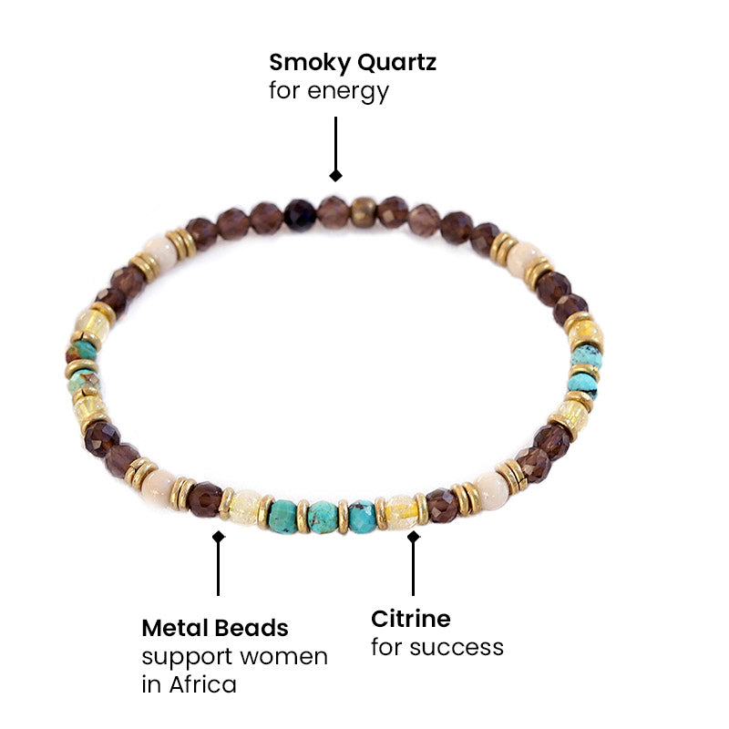 "Energy and Abundance" Smoky Quartz and Citrine Bracelet