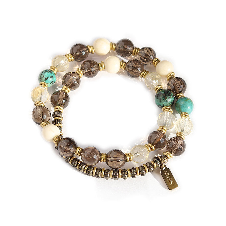 "Energy and Abundance" Smoky Quartz and Citrine Mala Bracelet