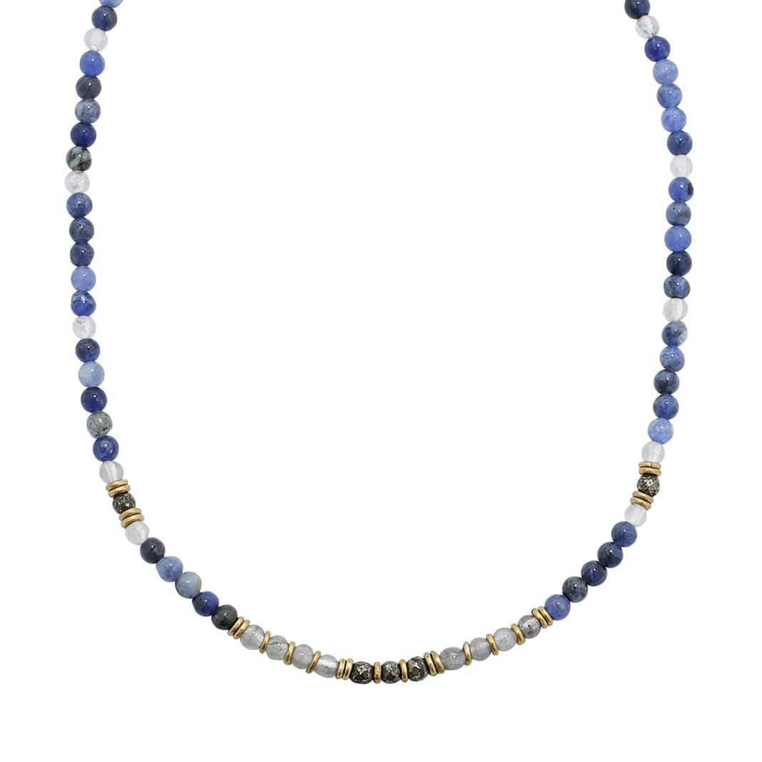 "Intuition and Strength" Sodalite and Quartz Crystal Delicate Gemstone Necklace