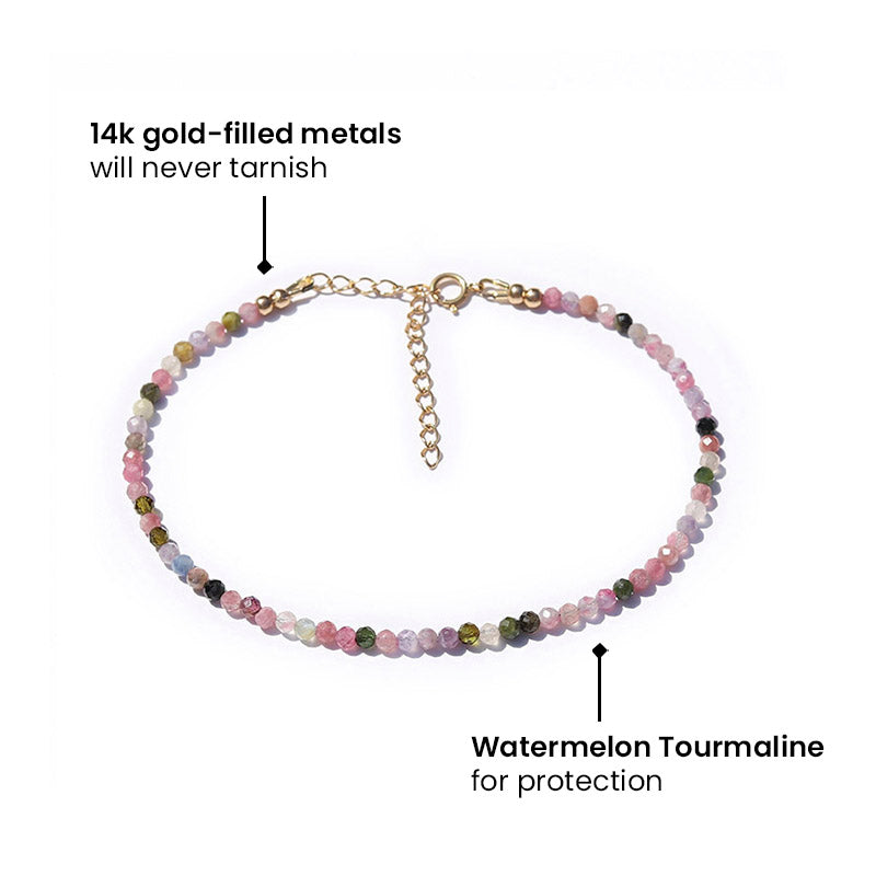 Watermelon Tourmaline Luxury Anklet