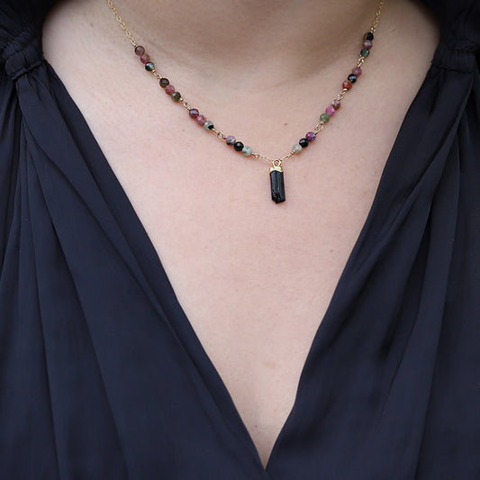 Watermelon Tourmaline Chain Necklace