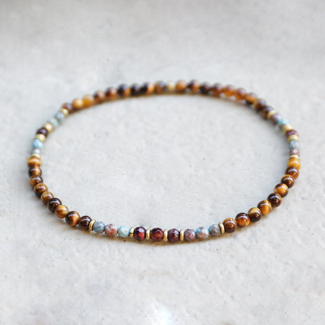 Anklets - "Abundance And Joy" Tiger's Eye And Agate Delicate Gemstone Anklet
