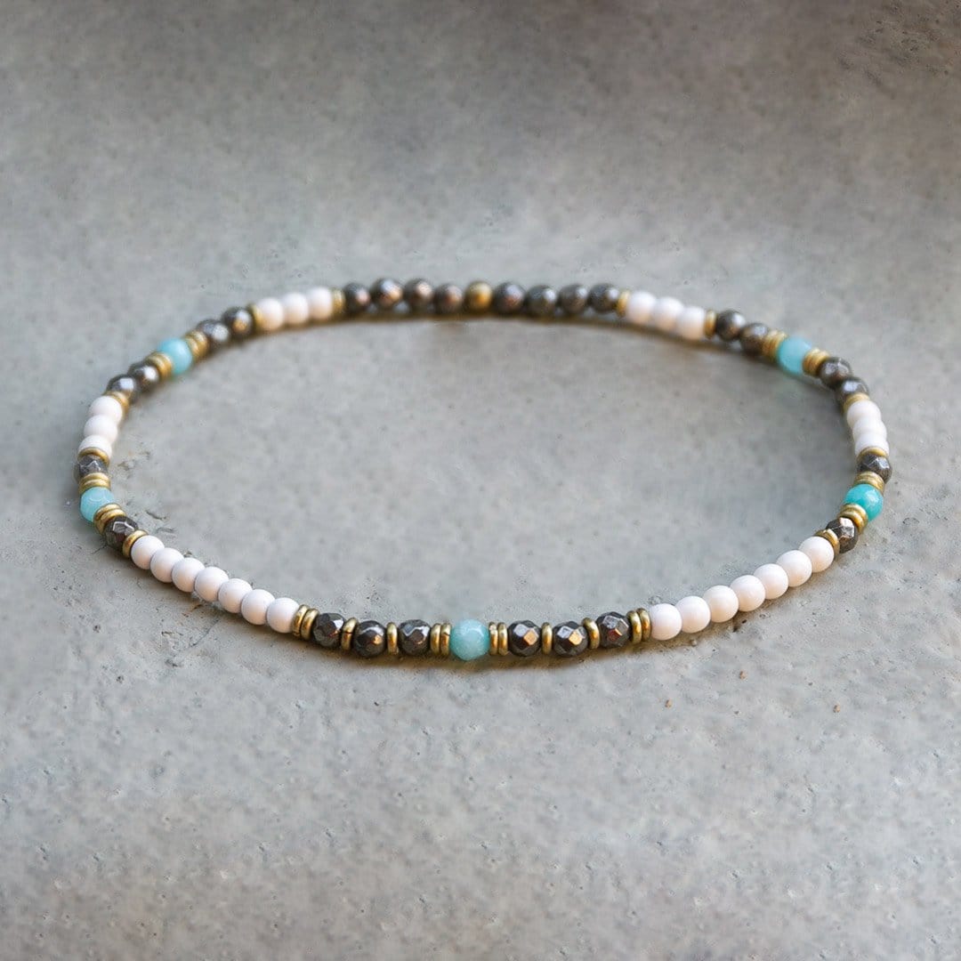 Anklets - Howlite, Pyrite, And Amazonite Anklet