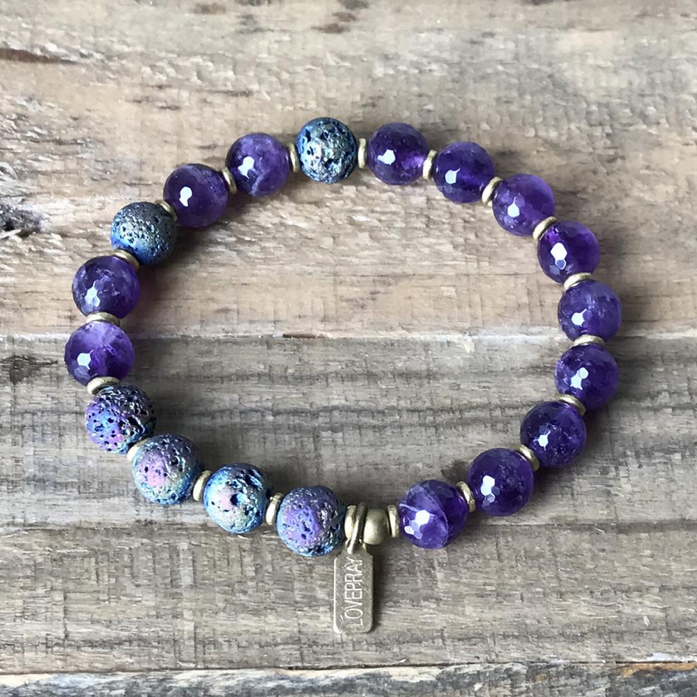 Bracelets - Amethyst Essential Oil Diffuser Bracelet - Aromatherapy Bracelet