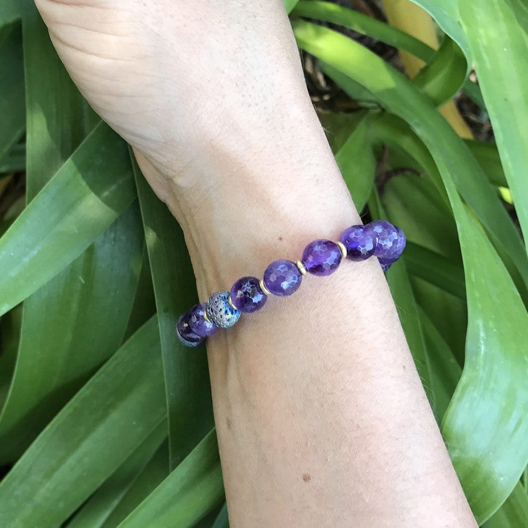 Bracelets - Amethyst Essential Oil Diffuser Bracelet - Aromatherapy Bracelet