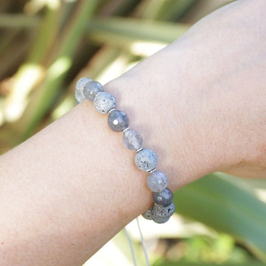Bracelets - 'Amplification' Cloudy Quartz Essential Oil Diffuser Adjustable Bracelet