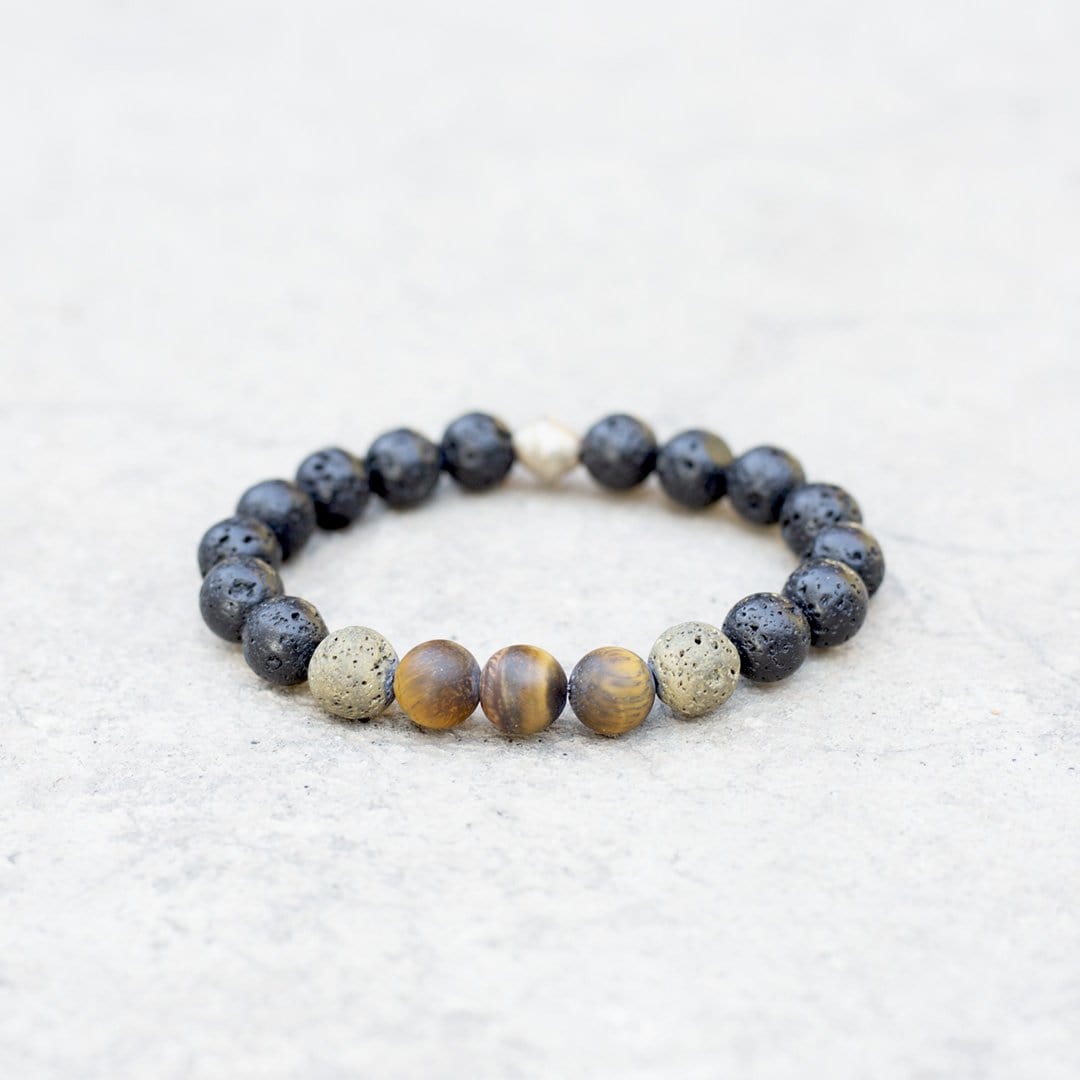 Lava Stone With Matte Agate Beads Bracelet Set Wholesale Price 