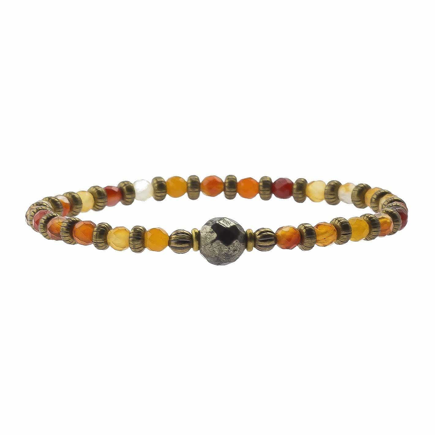 Bracelets - Carnelian And Pyrite Fine Faceted "Stability And Confidence" Bracelet