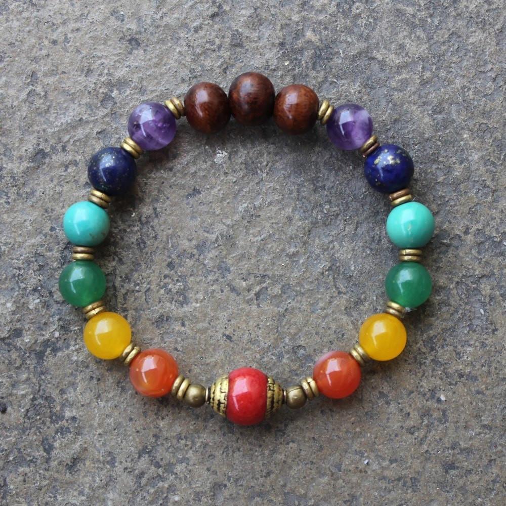 Bracelets - Chakra, Multitone Gemstone Mala Bracelet