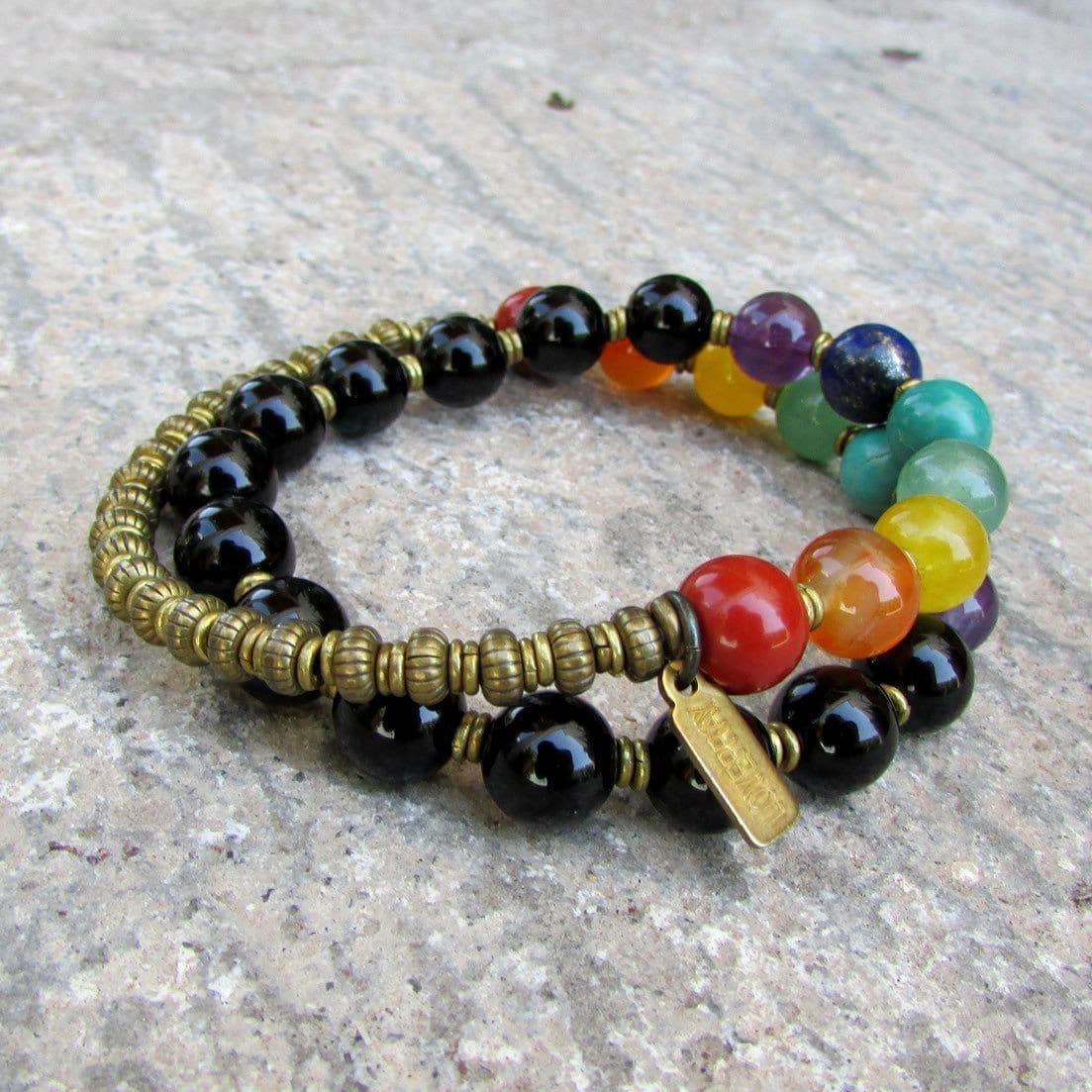 Black Onyx 7 Chakra Healing Bracelets