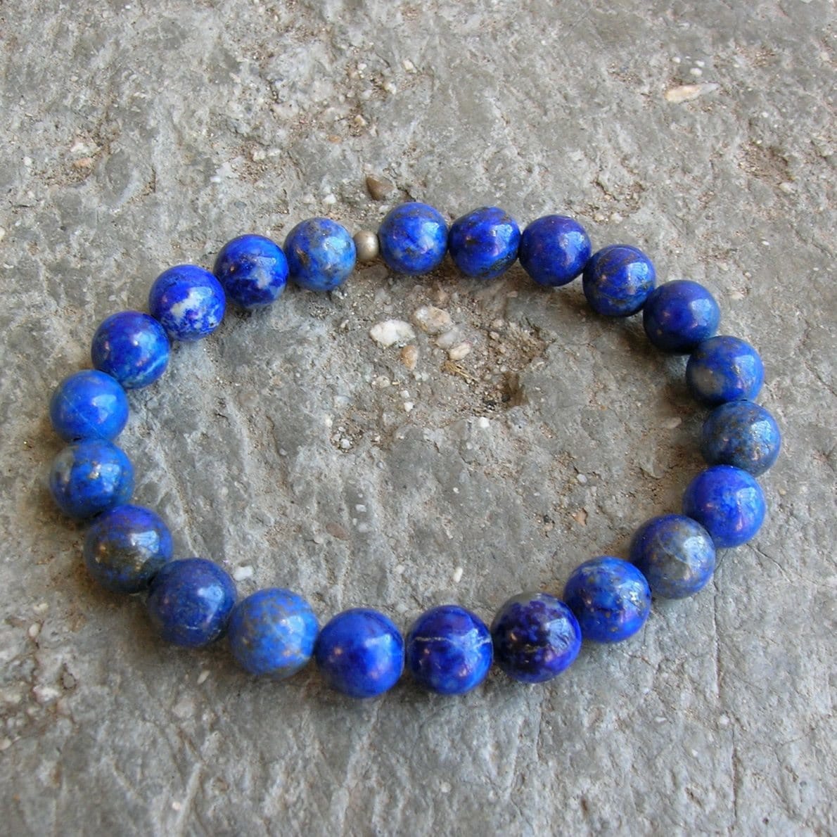 Bracelets - Compassion - Sixth Chakra, Genuine Lapis Lazuli Gemstone Mala Bracelet