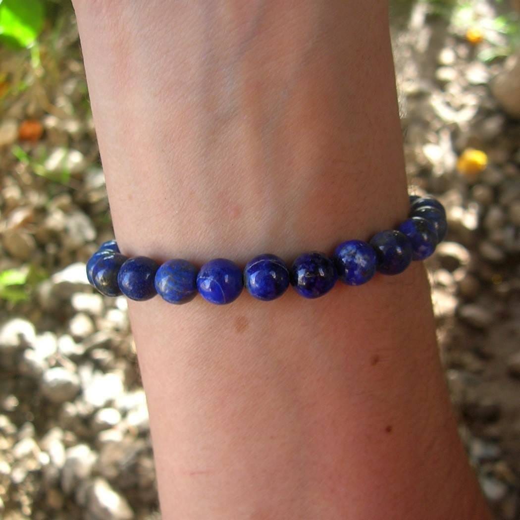 Bracelets - Compassion - Sixth Chakra, Genuine Lapis Lazuli Gemstone Mala Bracelet