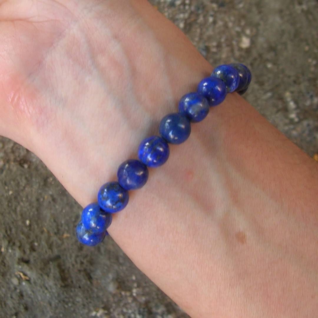 Bracelets - Compassion - Sixth Chakra, Genuine Lapis Lazuli Gemstone Mala Bracelet