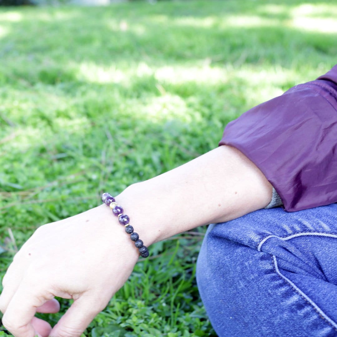 Bracelets - Crown Chakra Aromatherapy Lava Rock Bracelet