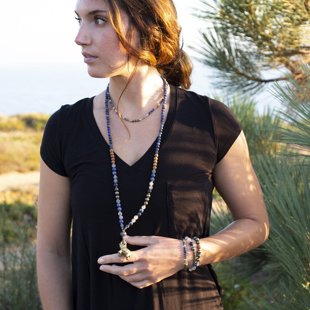 Bracelets - "Intuition And Strength" Sodalite And Quartz Crystal Delicate Gemstone Bracelet