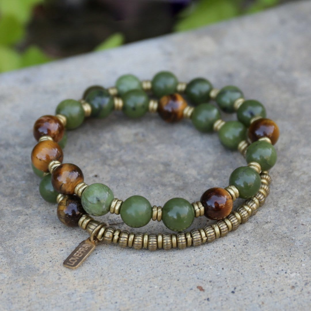 Jade and Tigers Eye Mala Bracelet