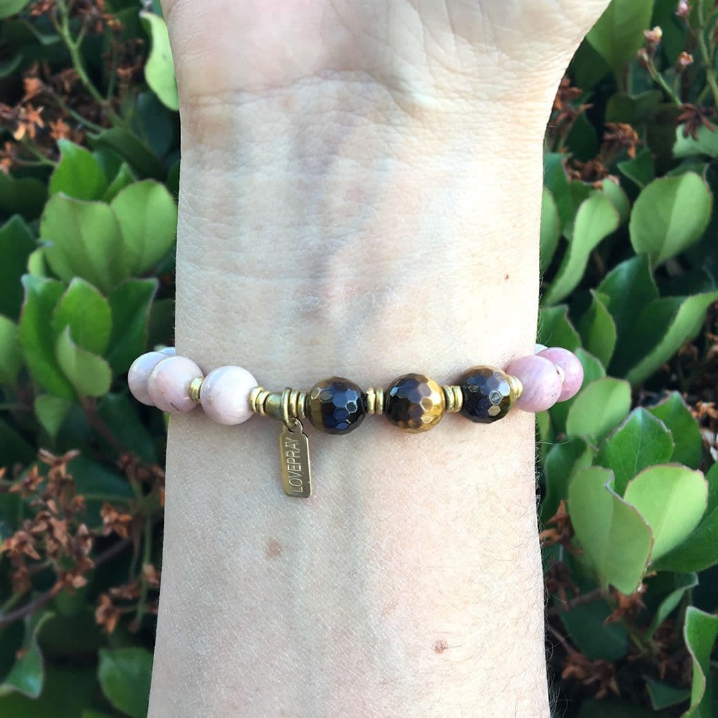 Bracelets - Pink Rhodochrosite And Tiger´s Eye "Self Love And Prosperity" Bracelet