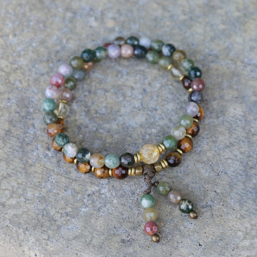 Bracelets - Prosperity And Success, Jasper And Citrine 54 Bead Mala Wrap Bracelet