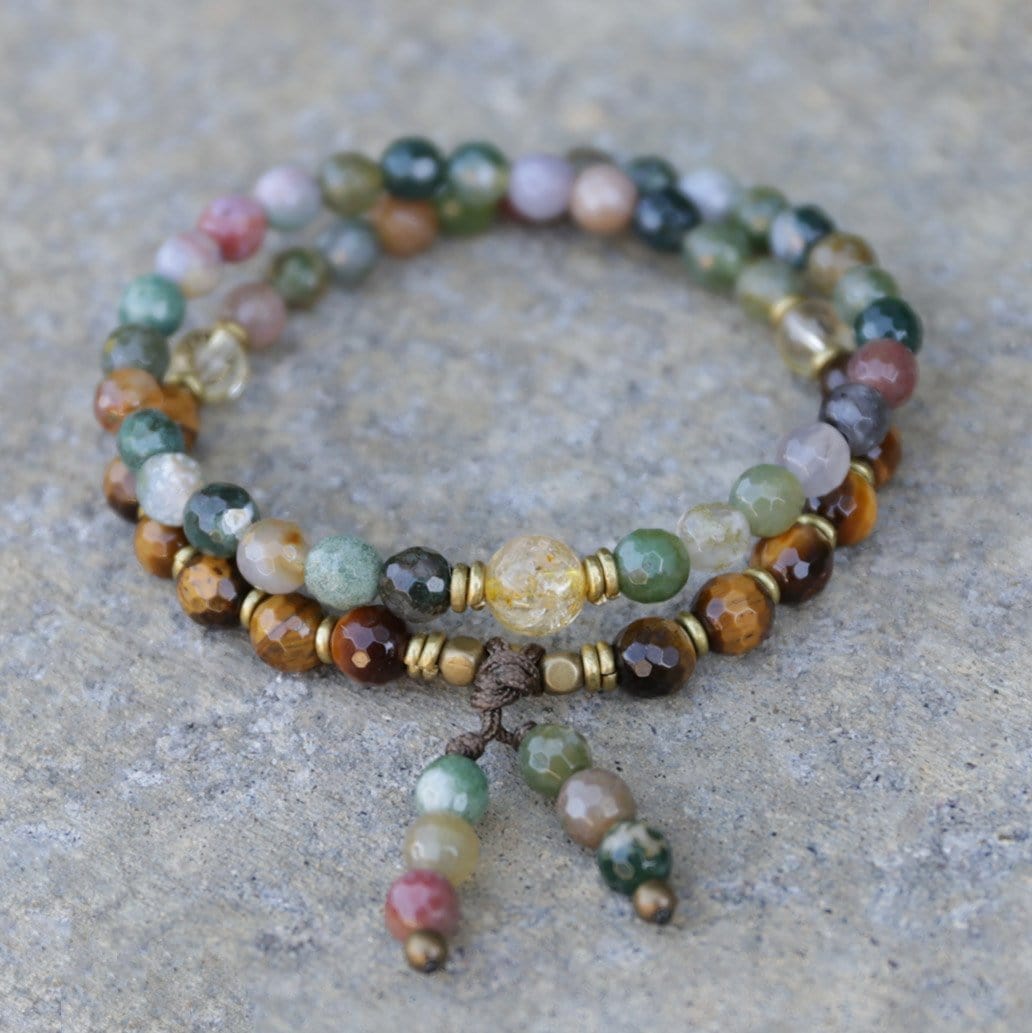 Bracelets - Prosperity And Success, Jasper And Citrine 54 Bead Mala Wrap Bracelet