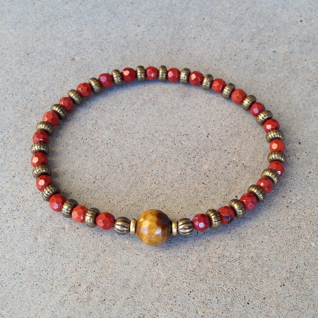 Bracelets - Red Jasper And Tiger´s Eye Fine Faceted "Grounding And Prosperity" Bracelet