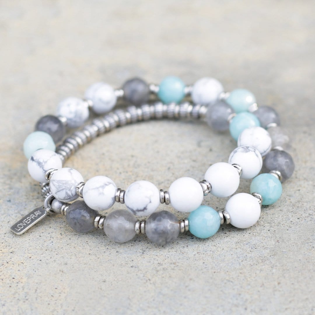 Bracelets - Renewal, Howlite And Amazonite 27 Bead Wrap Mala Bracelet