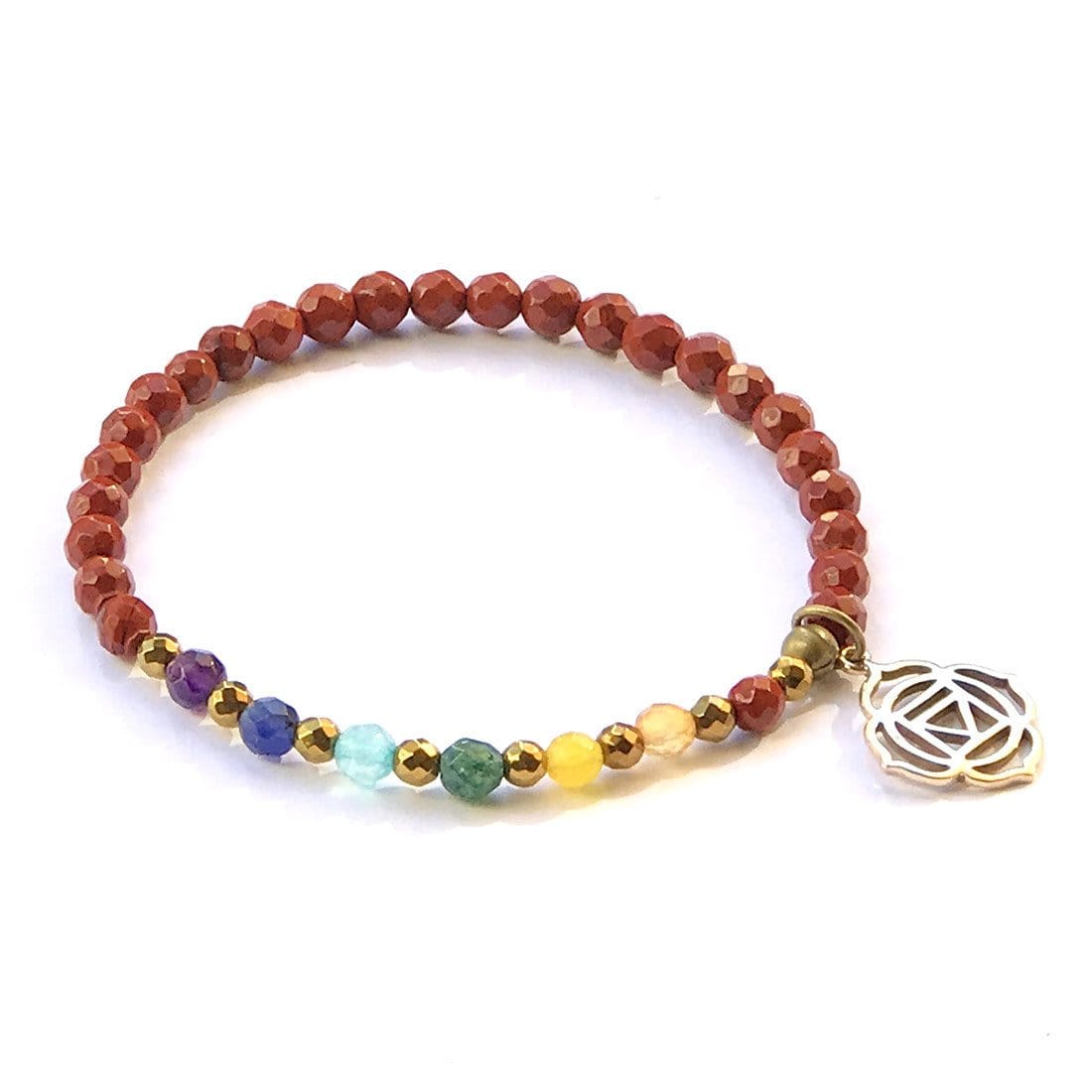Root Chakra Delicate Bracelet with Chakra Gemstones and Red Jasper