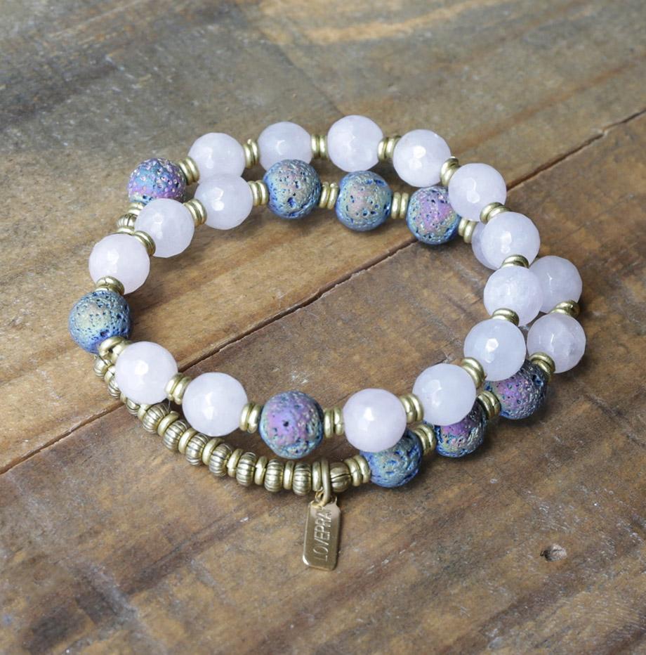 Bracelets - Rose Quartz Aromatherapy Mala Bracelet - Essential Oil Diffuser Mala