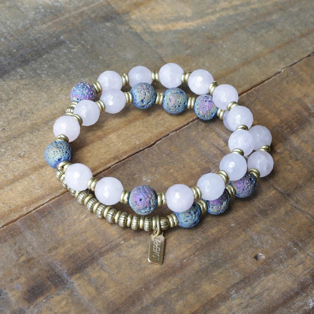 Bracelets - Rose Quartz Aromatherapy Mala Bracelet - Essential Oil Diffuser Mala