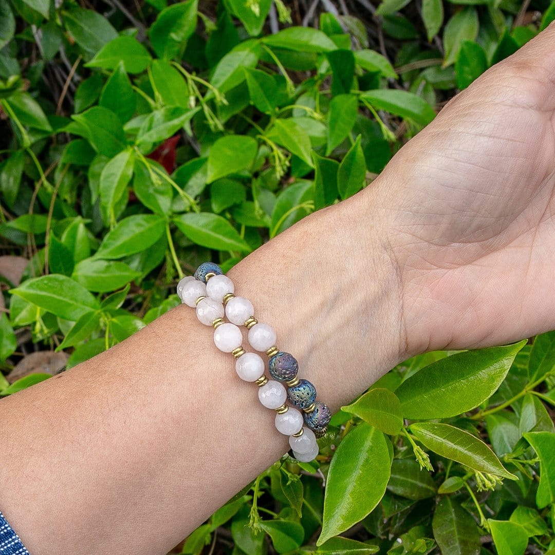 Bracelets - Rose Quartz Aromatherapy Mala Bracelet - Essential Oil Diffuser Mala