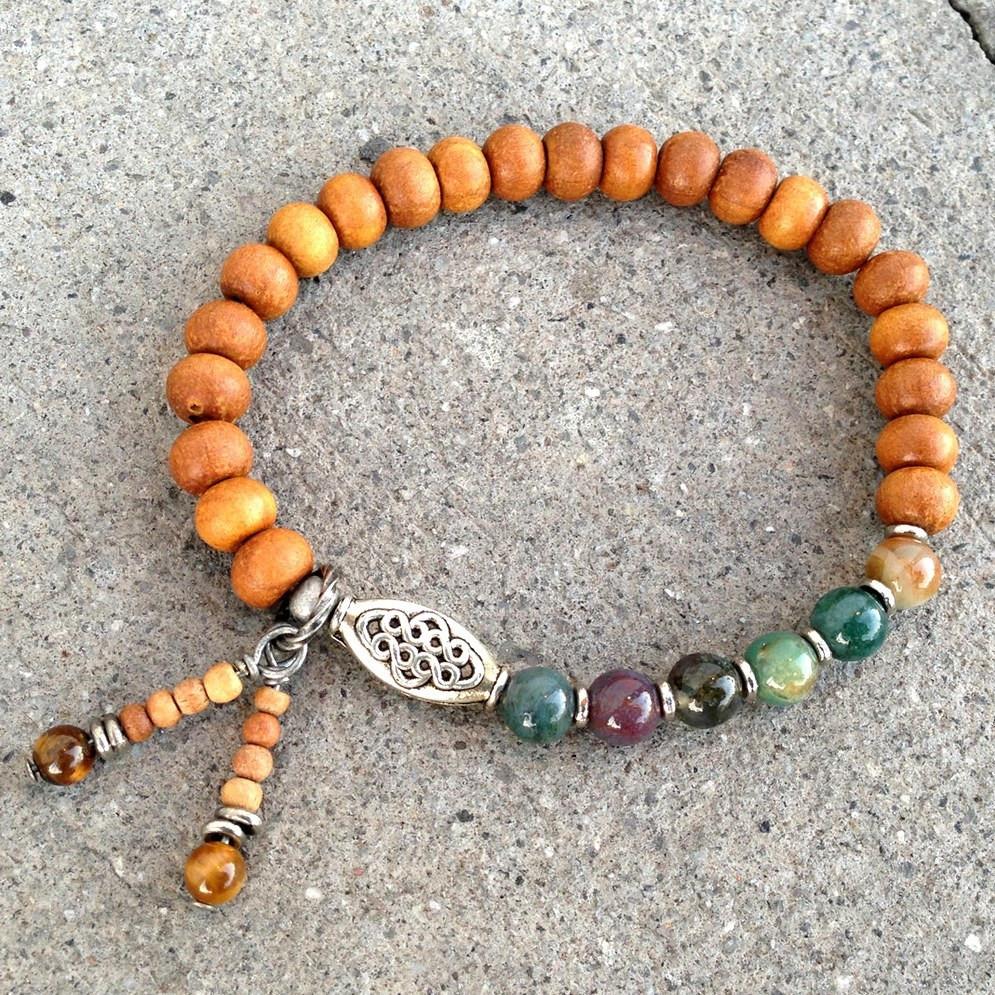 Bracelets - Sandalwood And Jasper Mala Style Bracelet